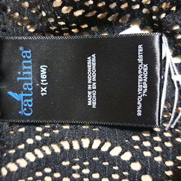 B31 Catalina Elegant Black Lace Kimono Duster Size 1X Swim Cover Up Tie Front - Picture 9 of 9